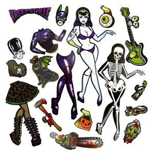 Kreepsville 666 Ghoul Gal Dress Up Magnet Set Toy Halloween Pinup Horror Guitar